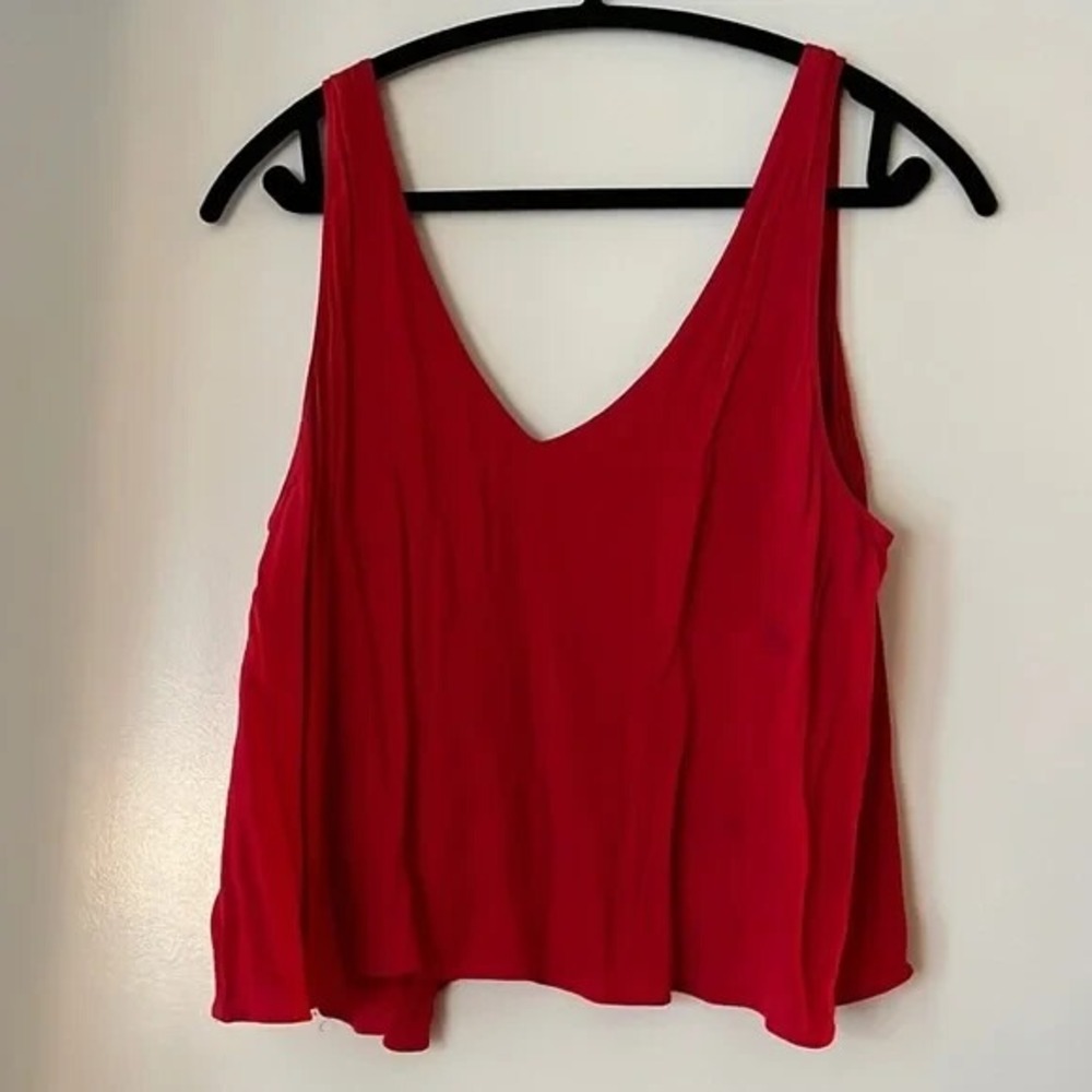 Wilfred Free Women's Knit Cropped Tank Top Tie Backless Size Large Red
